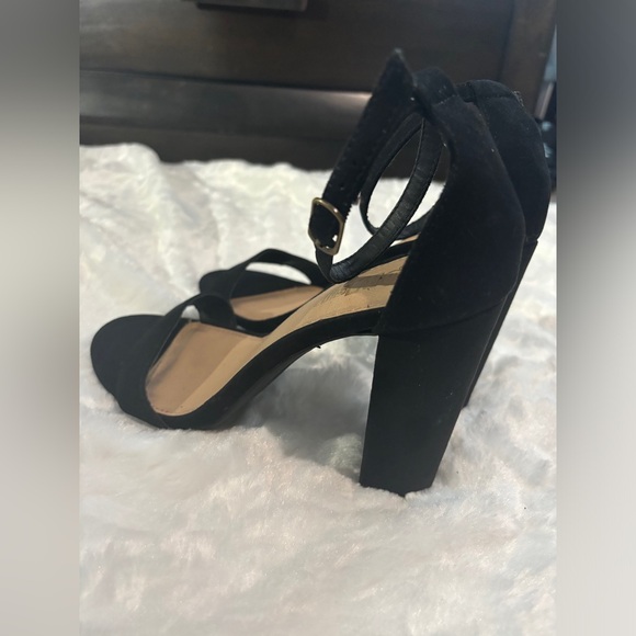 Brash Black Navy Faux Ankle High Heels - Picture 3 of 5